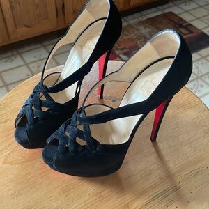 Corset style black, suede platform heels